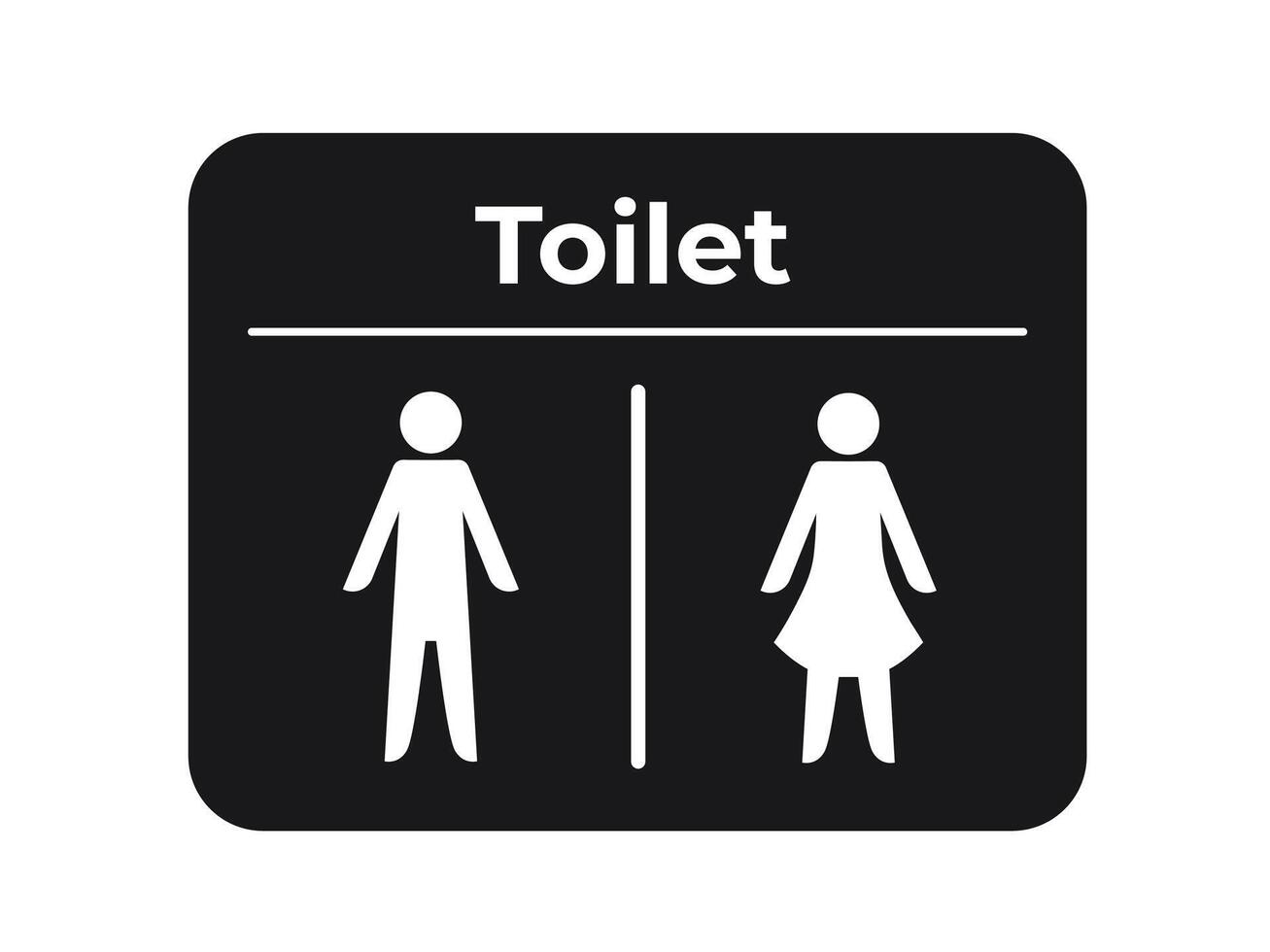 unisex Toilette Männer und Frauen Zeichen Alter Weiß Schatten Silhouette Illustration isoliert auf Rechteck schwarz Hintergrund. einfach eben Karikatur gestylt Zeichnung. vektor