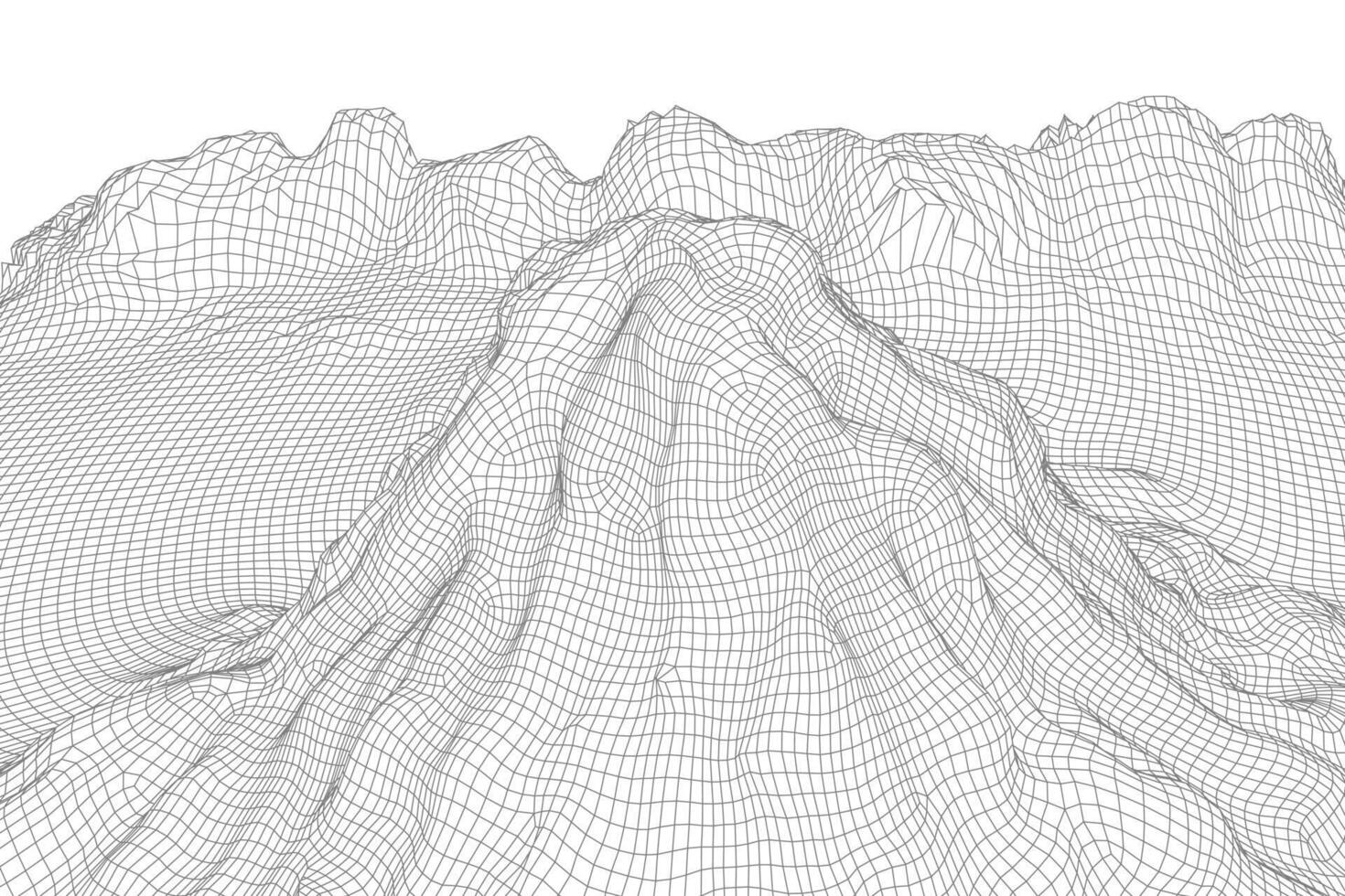 abstrakt Drahtmodell Landschaft Hintergrund. 3d futuristisch Gittergewebe Berge. 80er Jahre retro Illustration. Cyberspace Technologie Täler. vektor