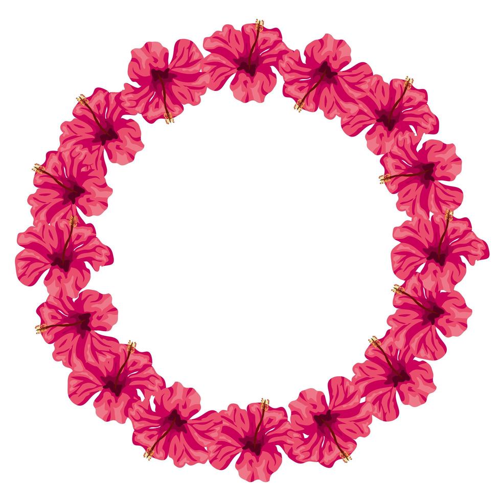 Rahmen kreisförmig aus rosafarbenen Blumen vektor