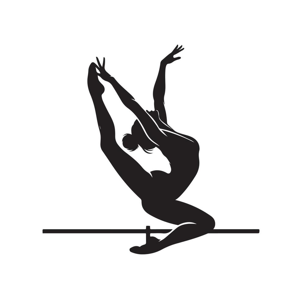 gymnastik kvinna silhuett illustration uppsättning vektor