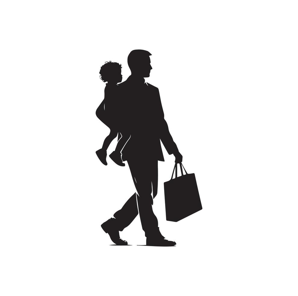 Vater und Sohn Silhouette Illustration. Schatten Papa und Kind. Vaterschaft Konzept isoliert vektor