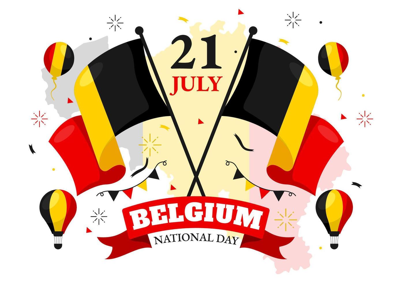 glücklich Belgien Unabhängigkeit Tag Illustration auf Juli 21 mit winken Flagge und Band im National Urlaub eben Karikatur Hintergrund Design vektor