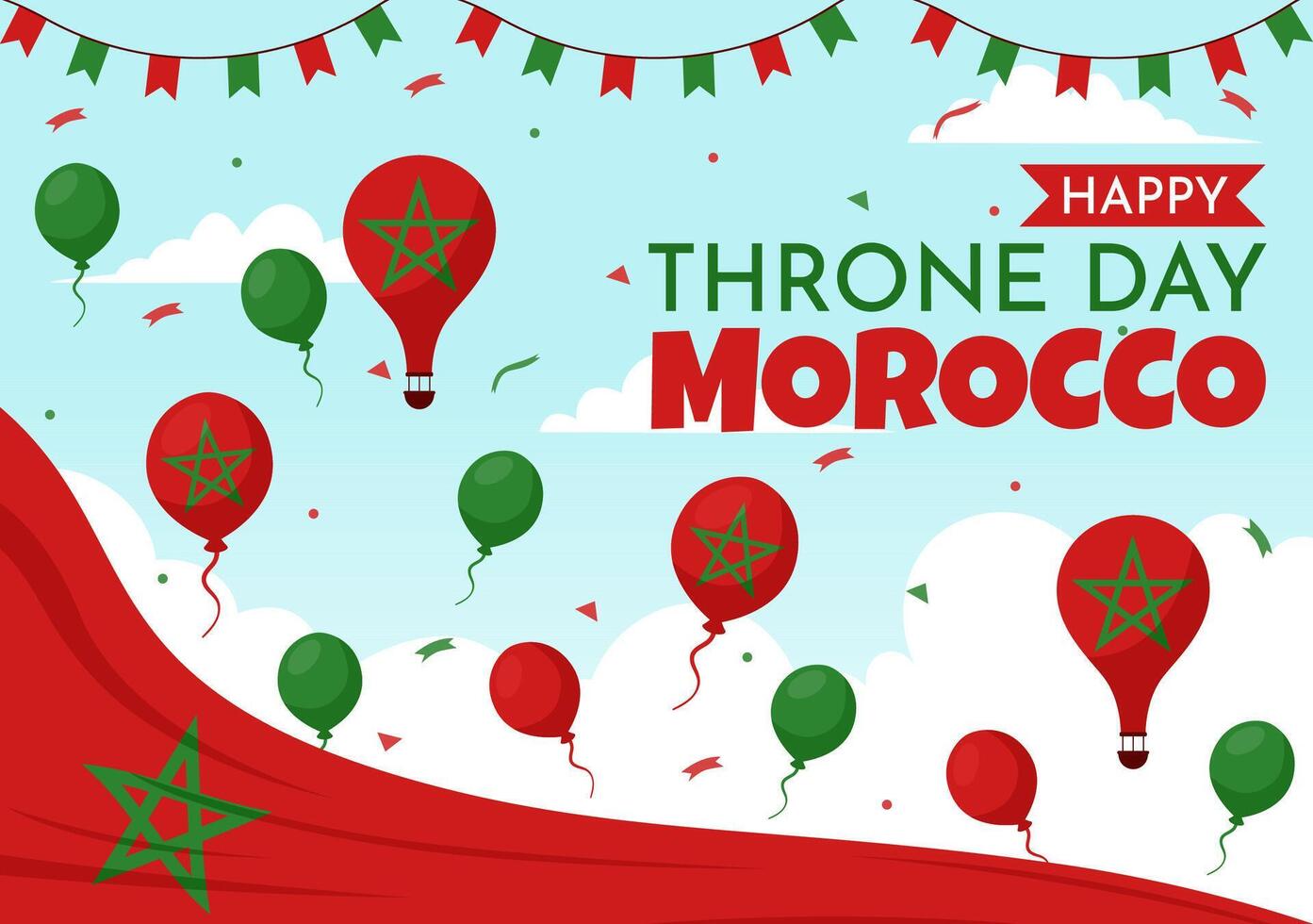 glücklich Marokko Thron Tag Illustration auf Juli 30 mit winken Flagge und Band im Feier National Urlaub Hintergrund Design vektor