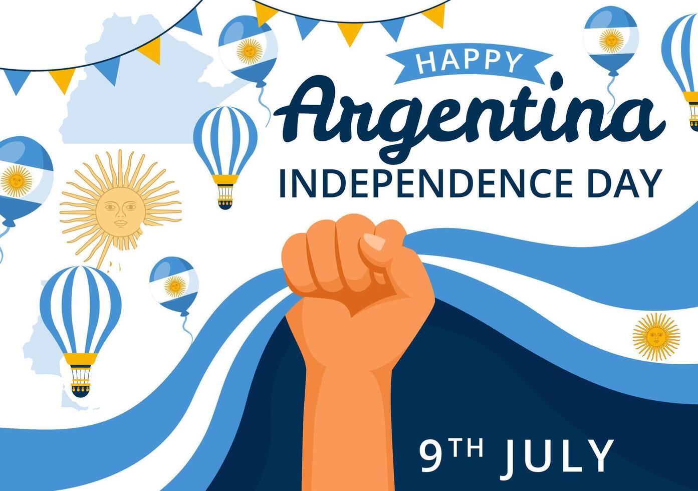 glücklich Argentinien Unabhängigkeit Tag Illustration auf 9 .. von Juli mit winken Flagge und Band im eben Karikatur Feier Hintergrund Design vektor
