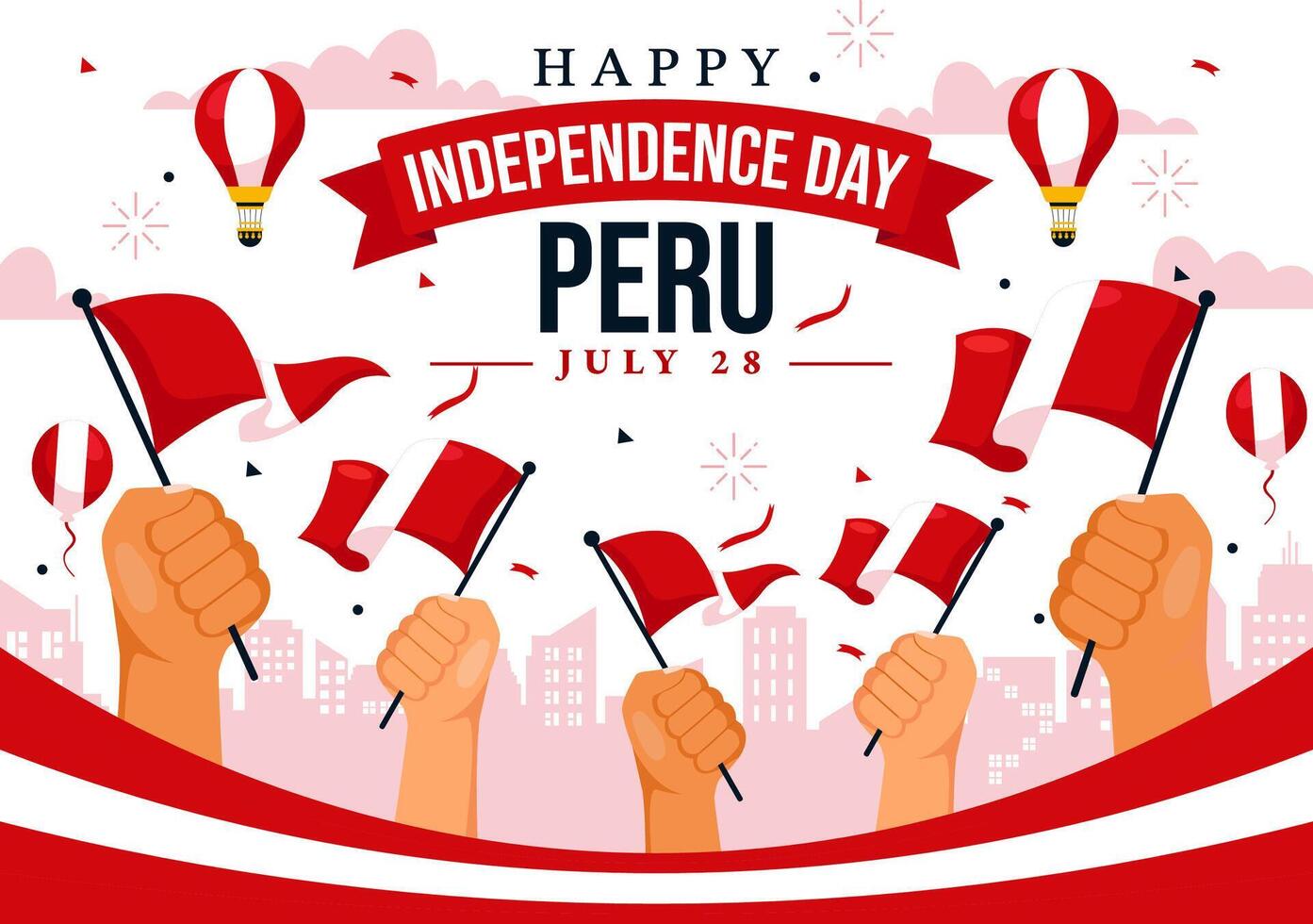 glücklich Peru Unabhängigkeit Tag Illustration auf Juli 28 mit winken Flagge und Band im National Urlaub eben Karikatur Hintergrund Design vektor