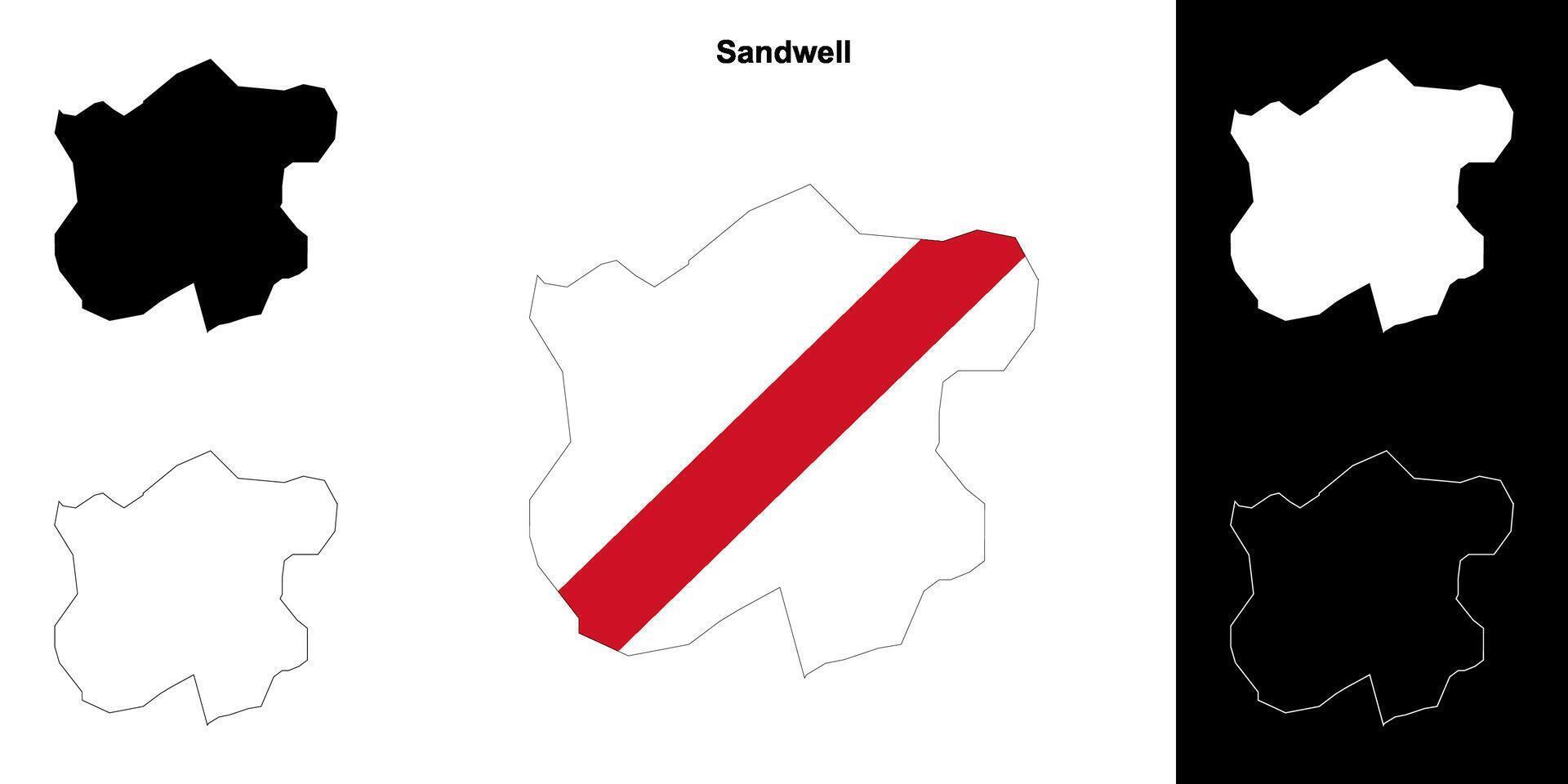 Sandwell leer Gliederung Karte einstellen vektor