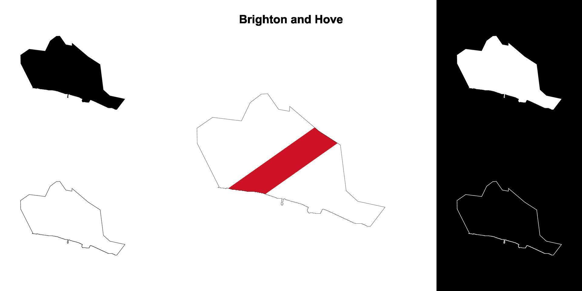 Brighton und hove leer Gliederung Karte einstellen vektor