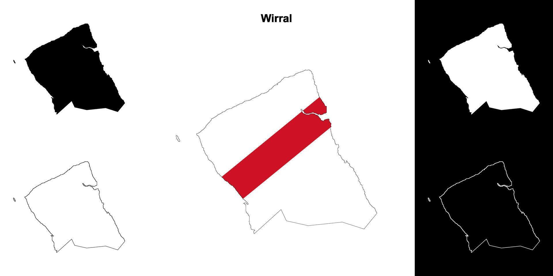 wirral leer Gliederung Karte einstellen vektor