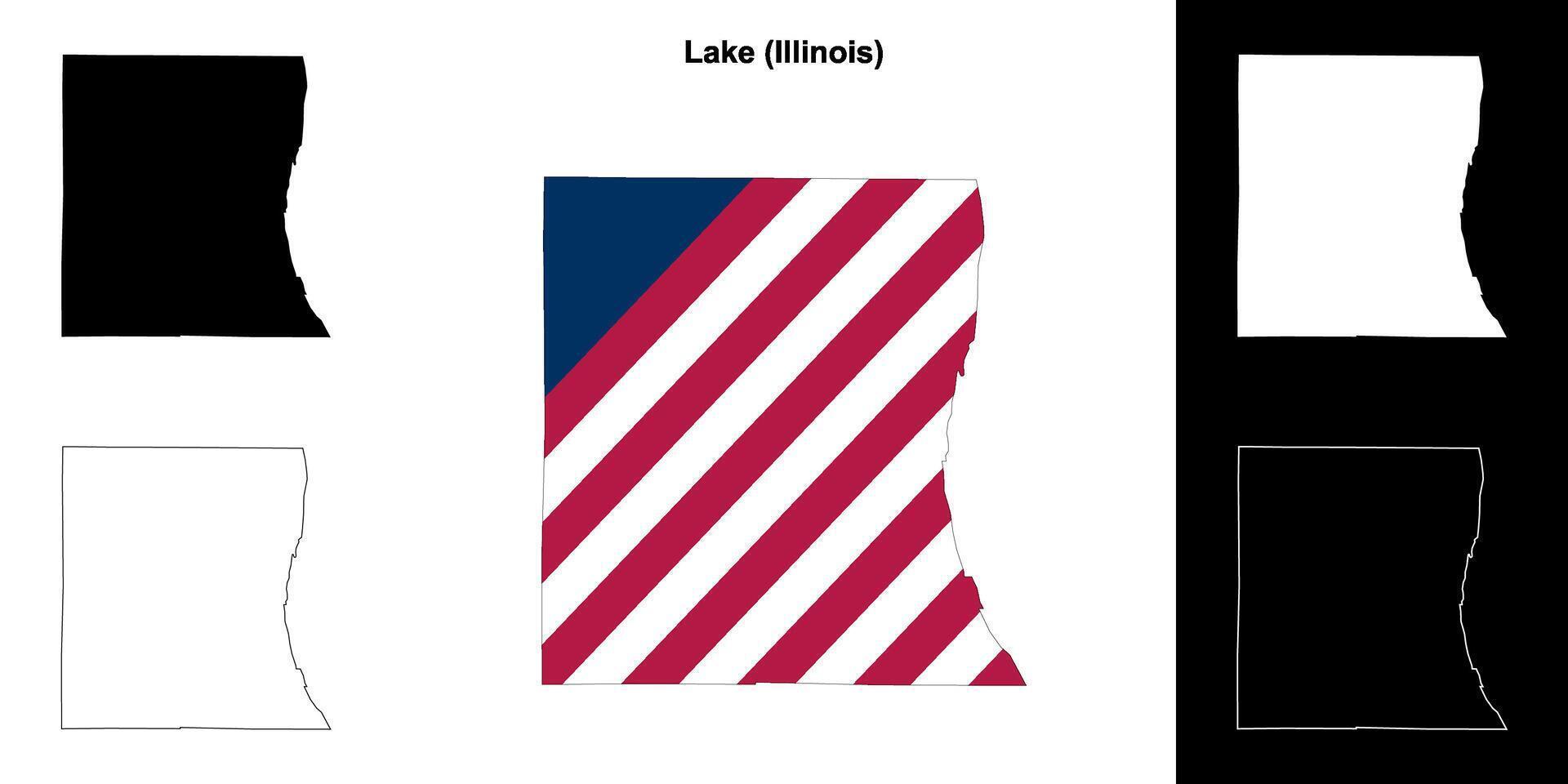 sjö grevskap, Illinois översikt Karta uppsättning vektor