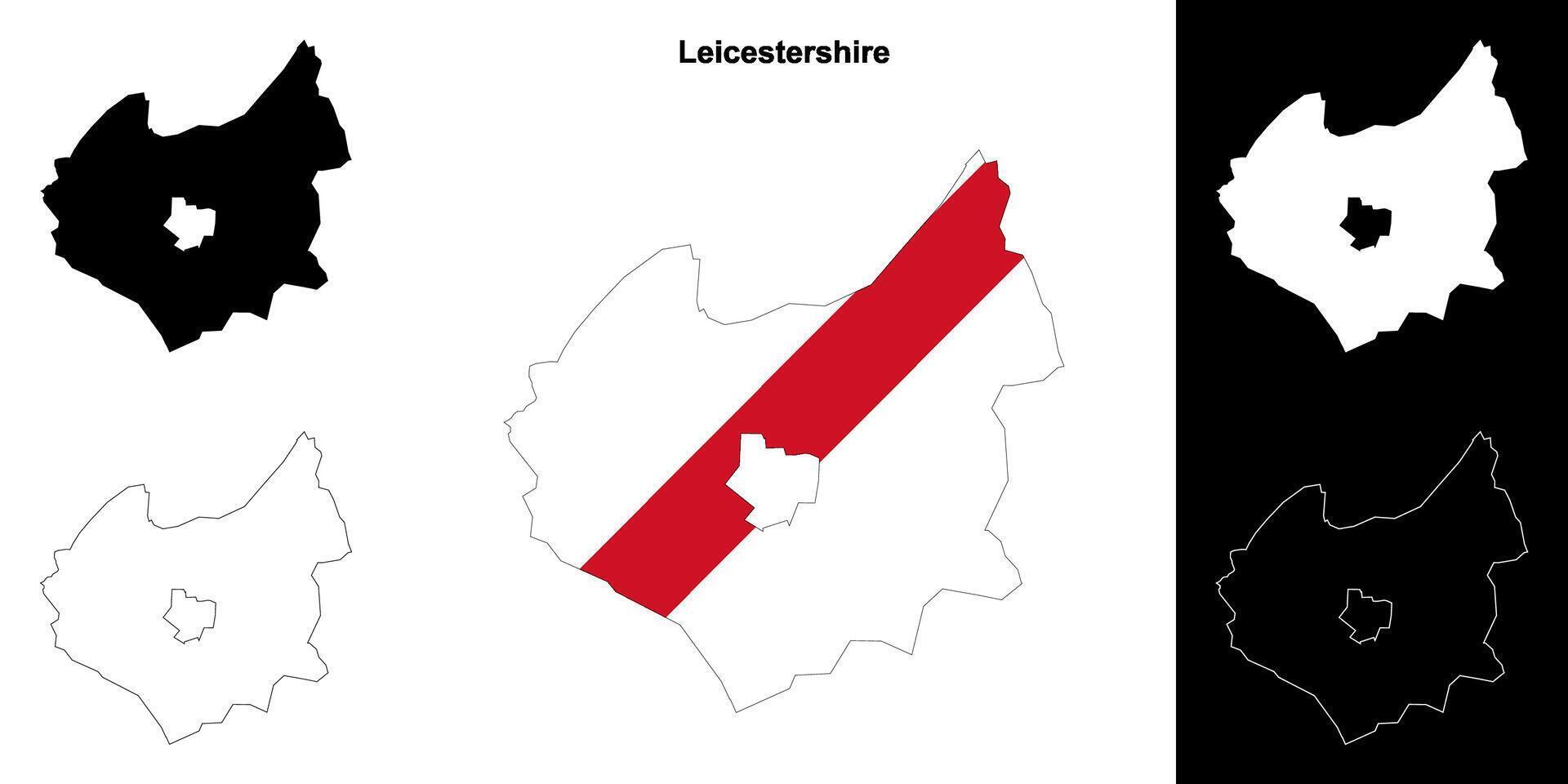 leicestershire leer Gliederung Karte einstellen vektor