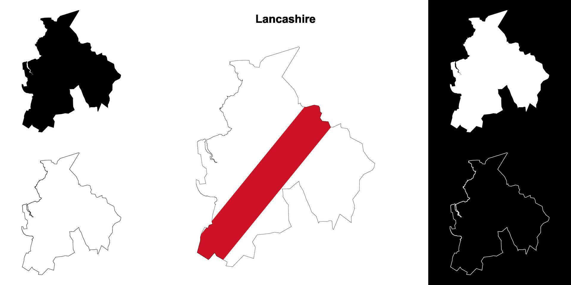 lancashire leer Gliederung Karte einstellen vektor