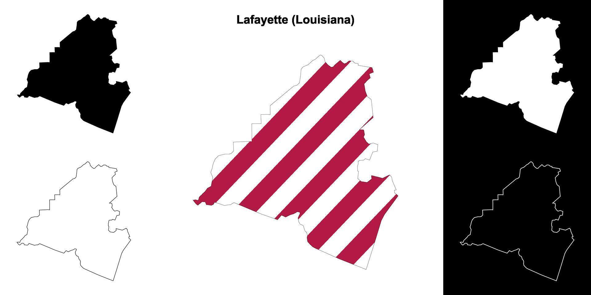 Lafayette Gemeinde, Louisiana Gliederung Karte einstellen vektor
