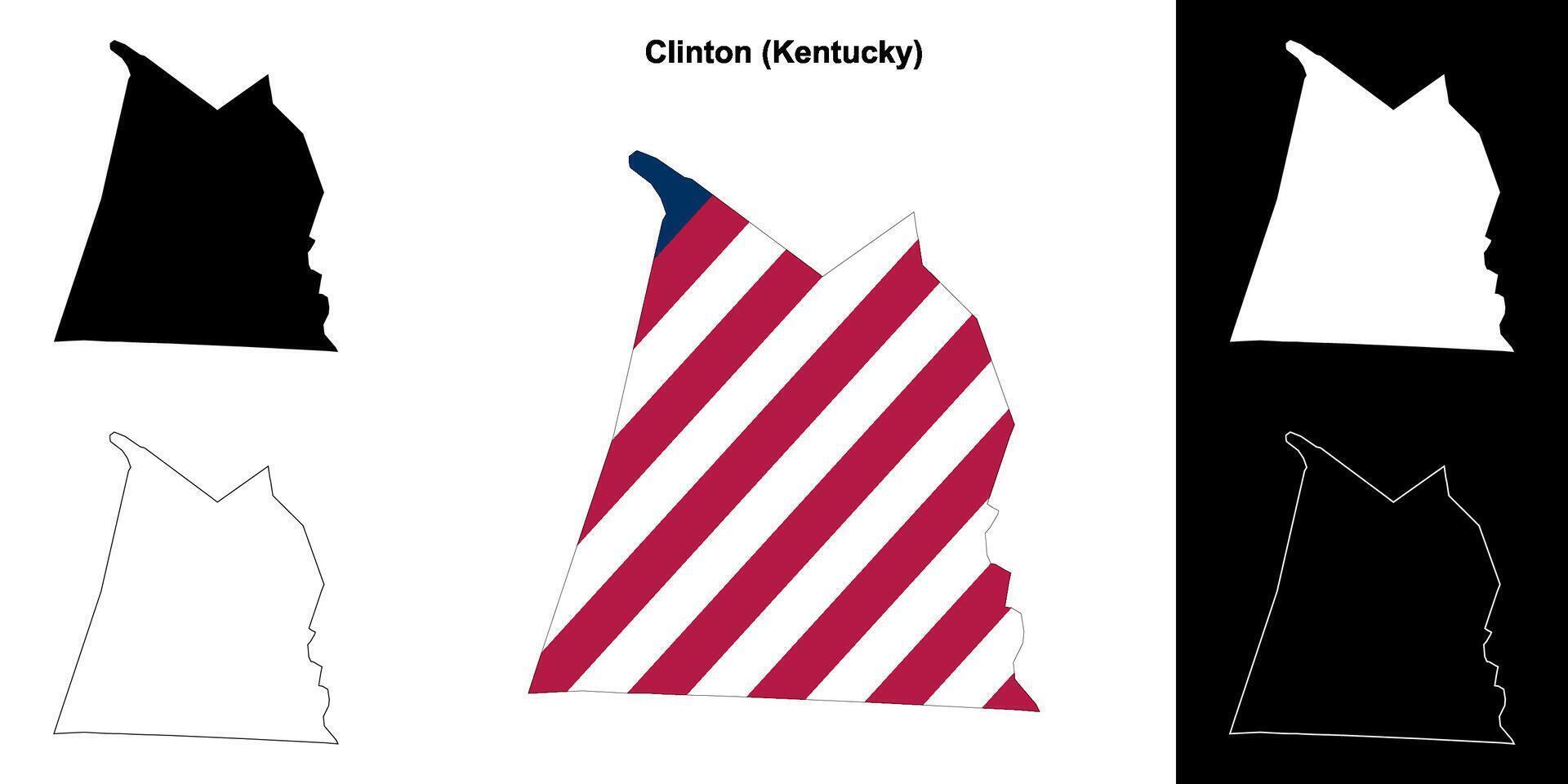 Clinton Bezirk, Kentucky Gliederung Karte einstellen vektor