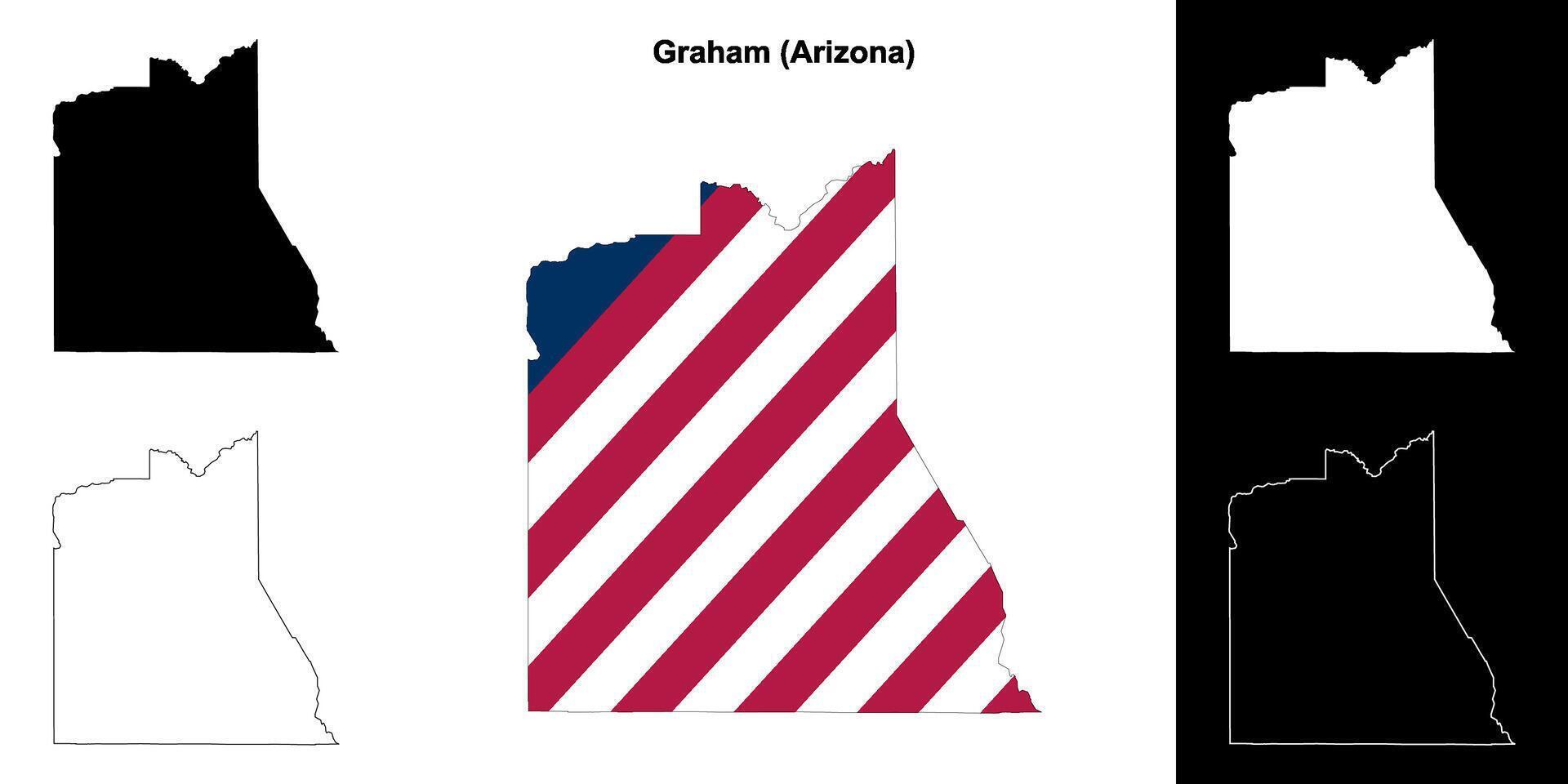 Graham Bezirk, Arizona Gliederung Karte einstellen vektor