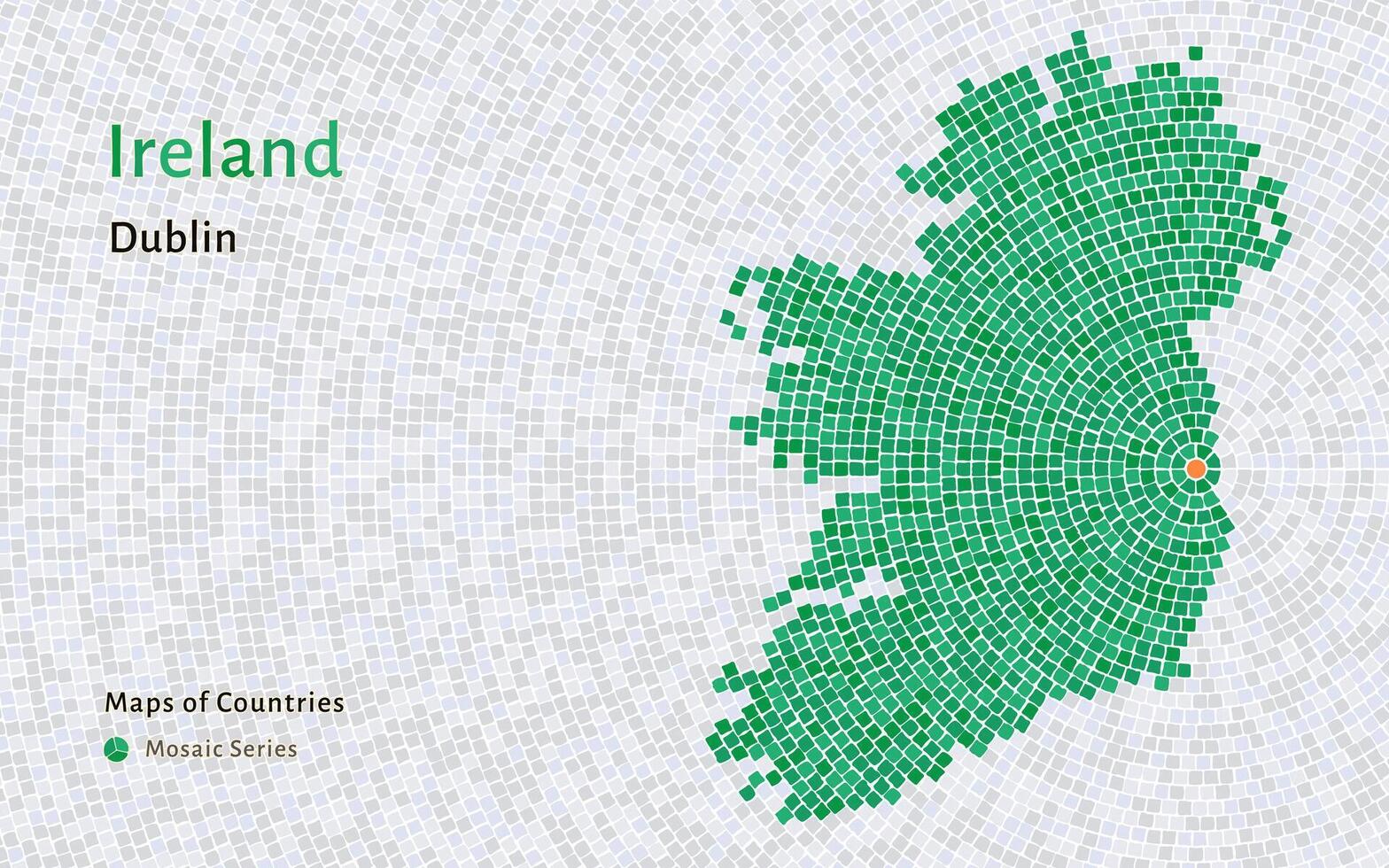 Irland voll Karte mit ein Hauptstadt von Dublin gezeigt im ein Mosaik Muster vektor