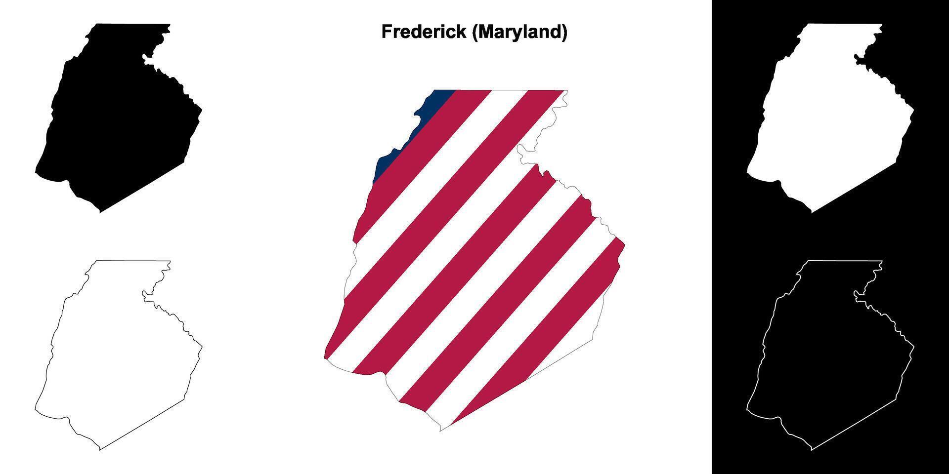 Friedrich Bezirk, Maryland Gliederung Karte einstellen vektor