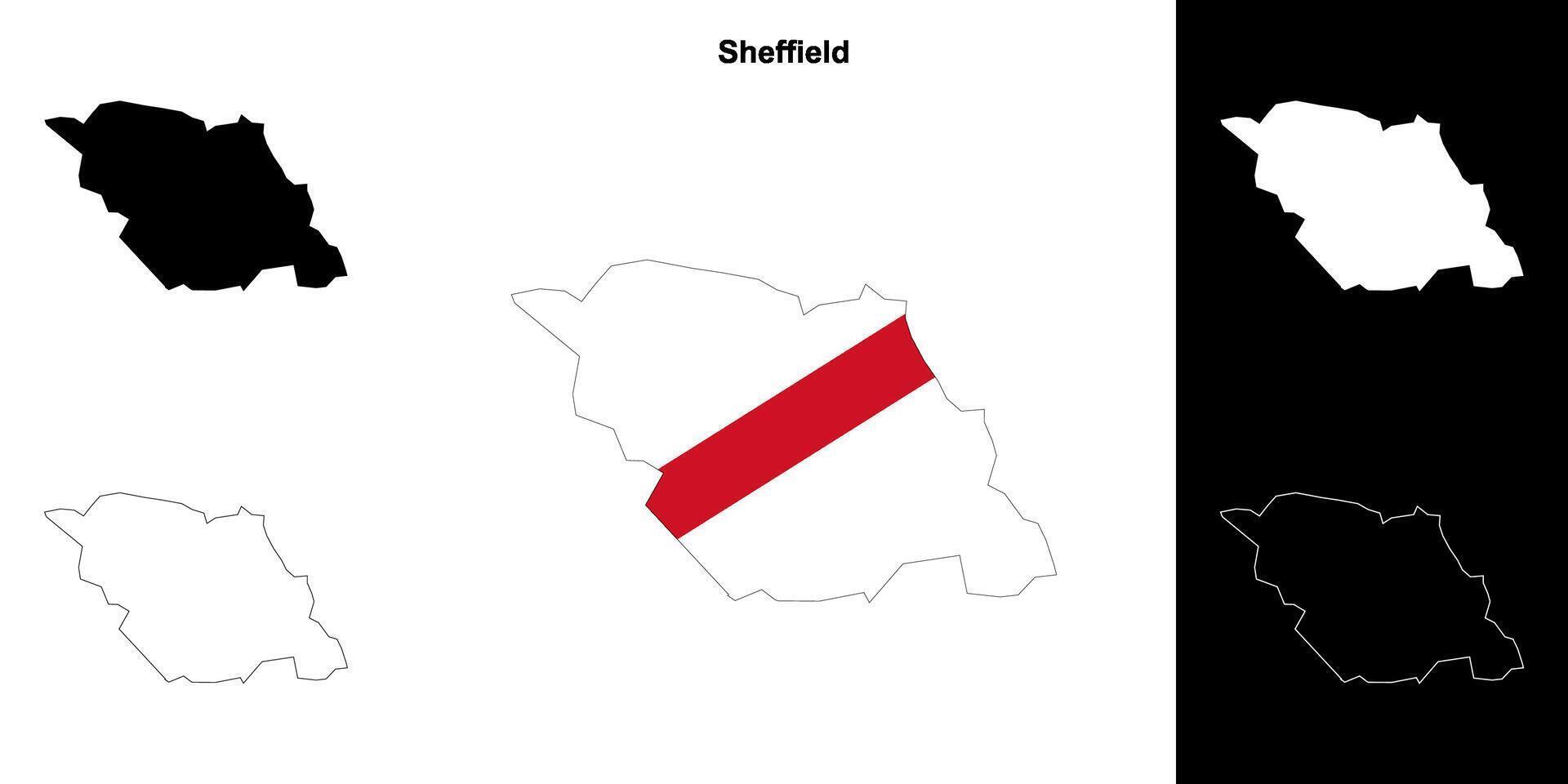 Sheffield leer Gliederung Karte einstellen vektor