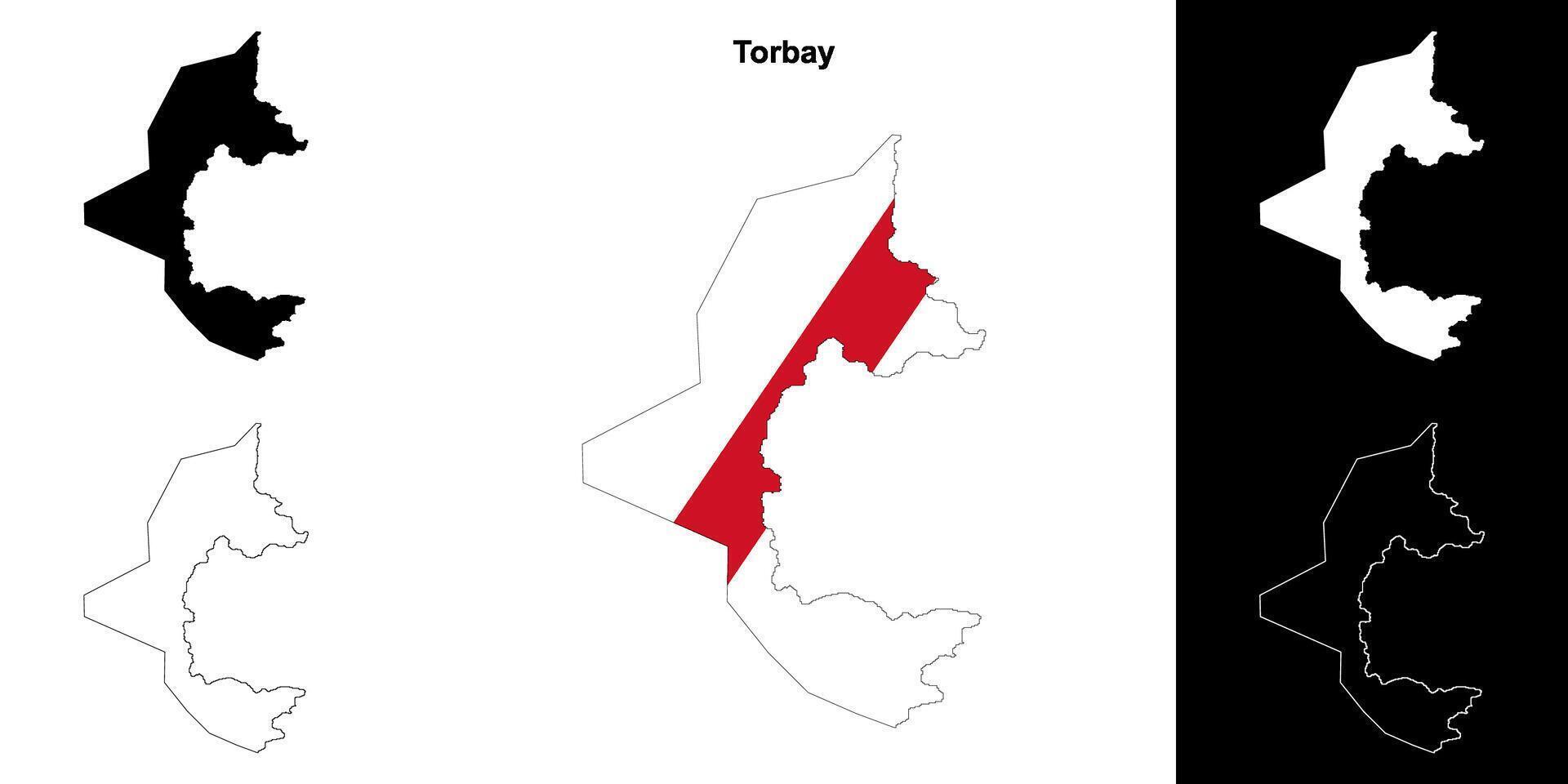 torbay leer Gliederung Karte einstellen vektor