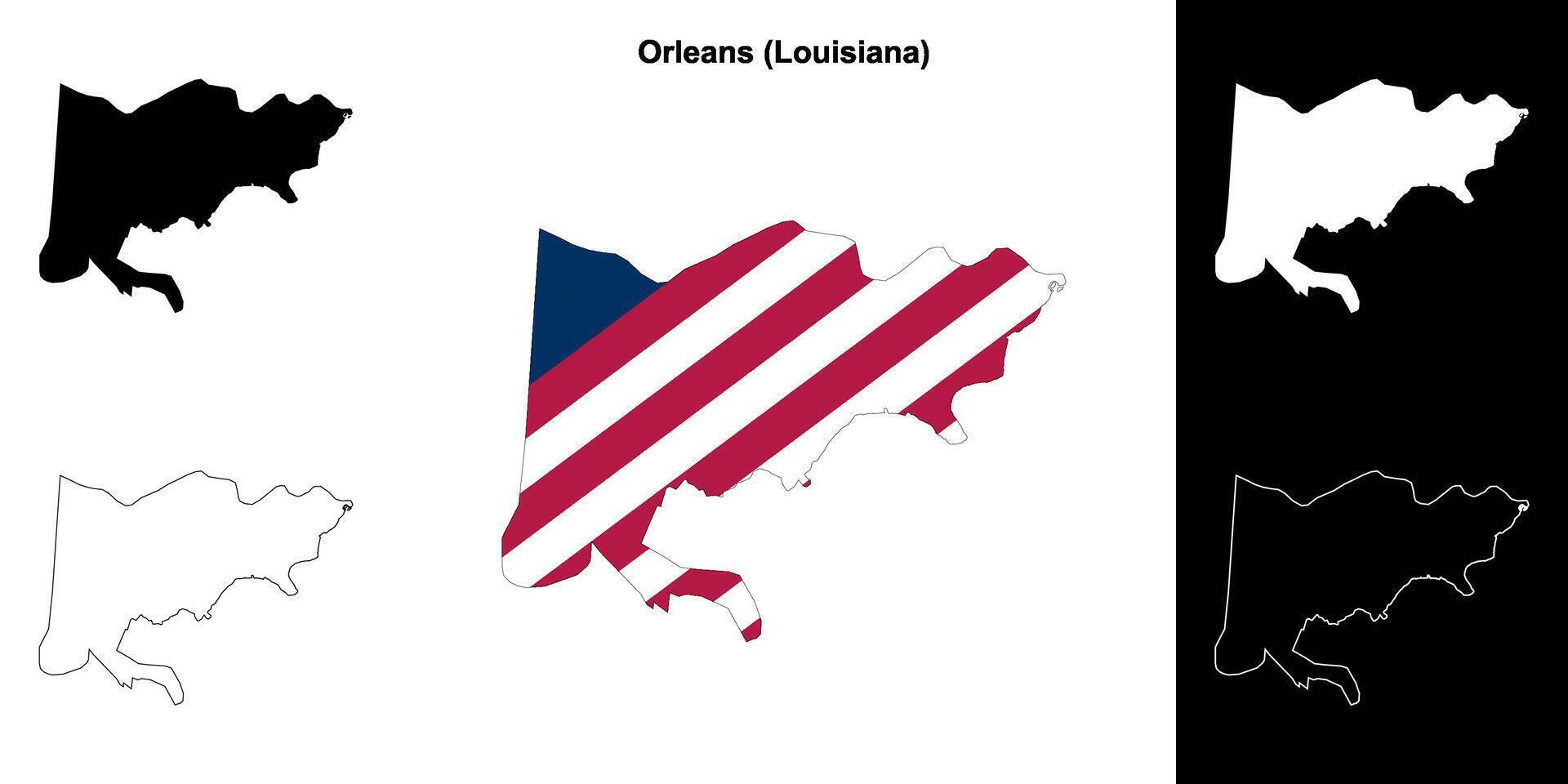 Orleans Gemeinde, Louisiana Gliederung Karte einstellen vektor