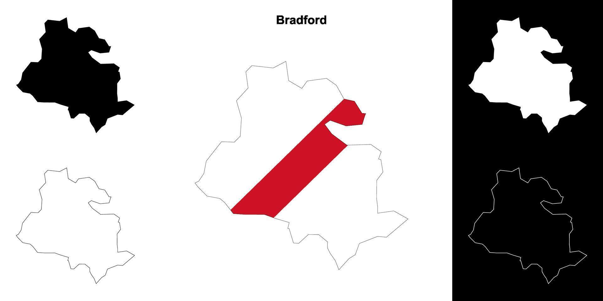 Bradford leer Gliederung Karte einstellen vektor