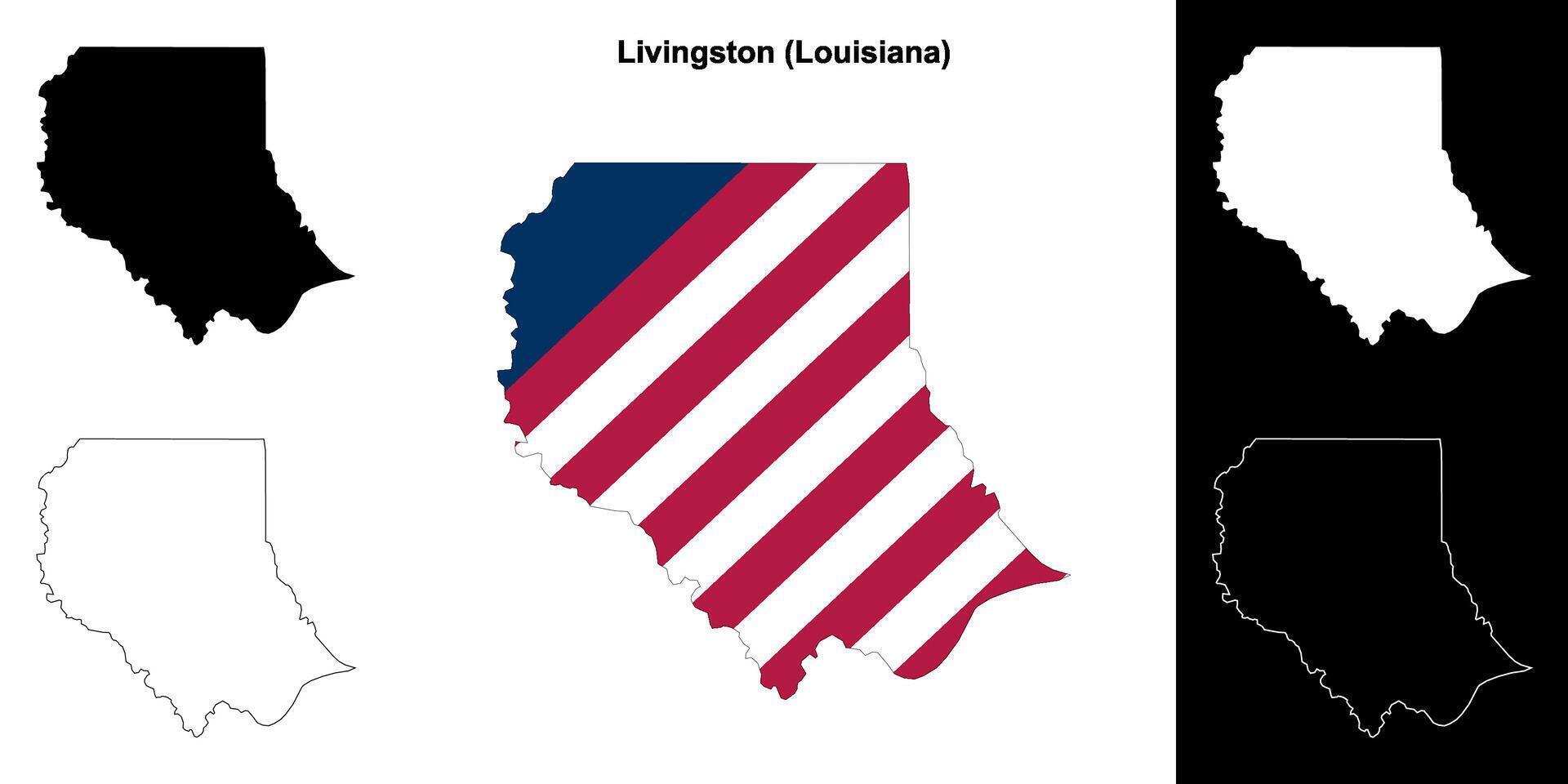 Livingston Gemeinde, Louisiana Gliederung Karte einstellen vektor