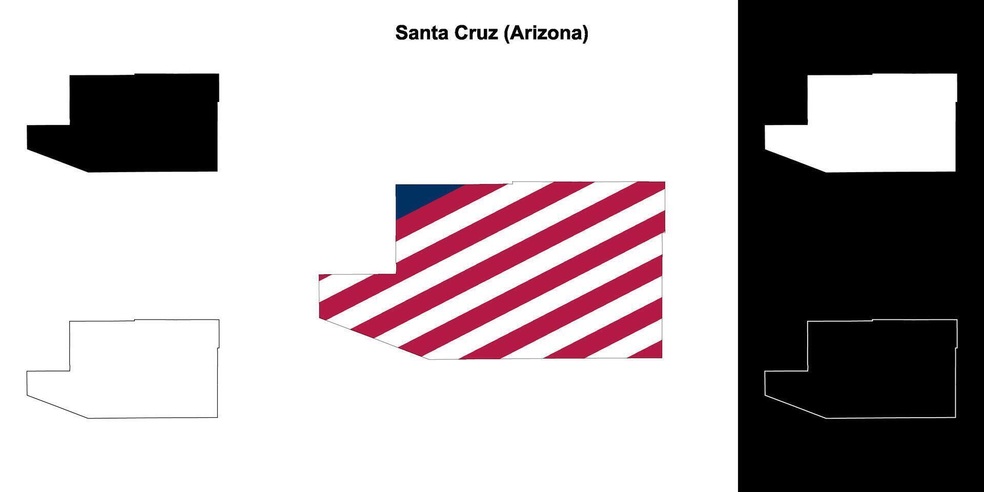 Santa Cruz Bezirk, Arizona Gliederung Karte einstellen vektor