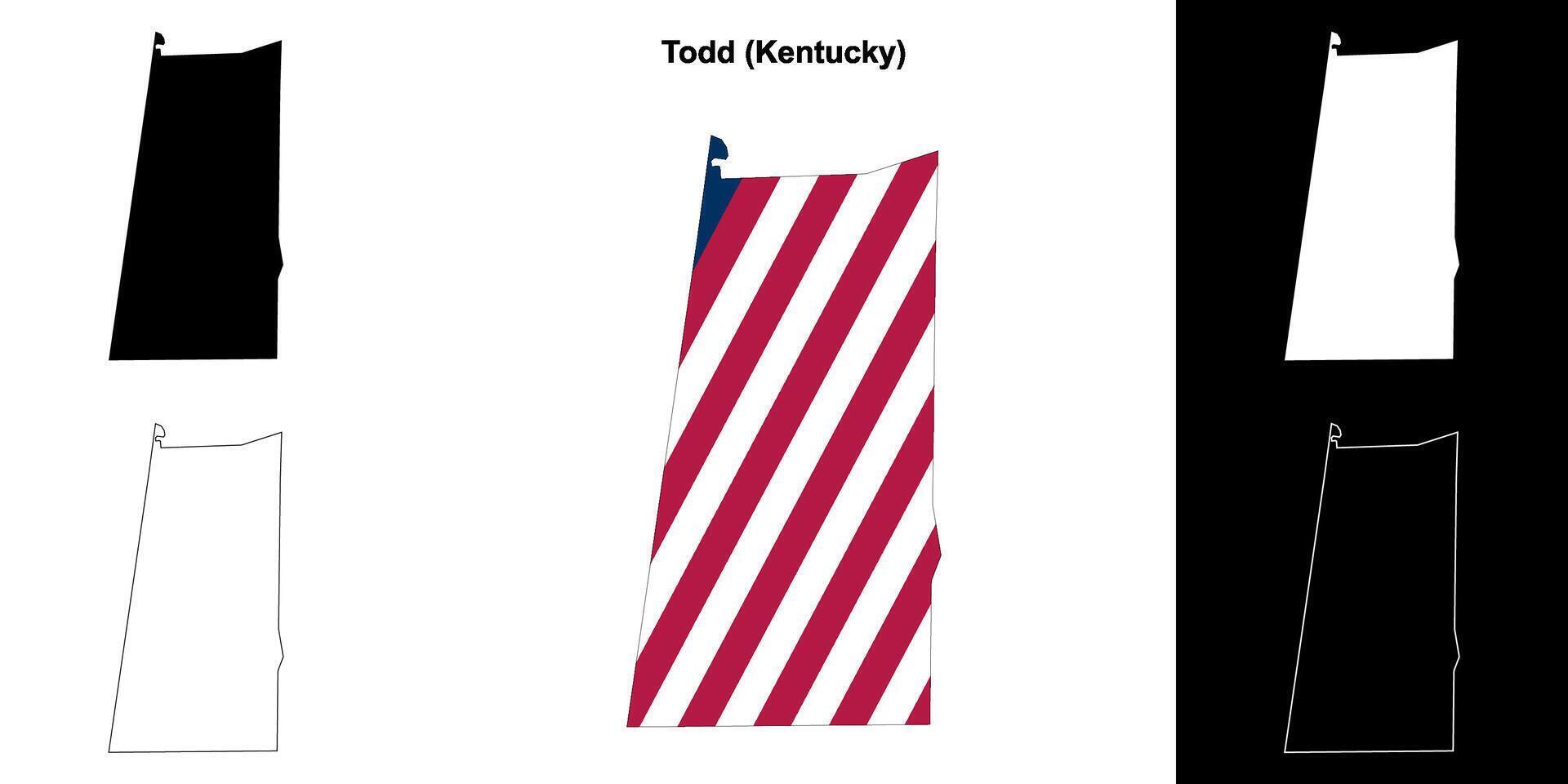 todd Bezirk, Kentucky Gliederung Karte einstellen vektor