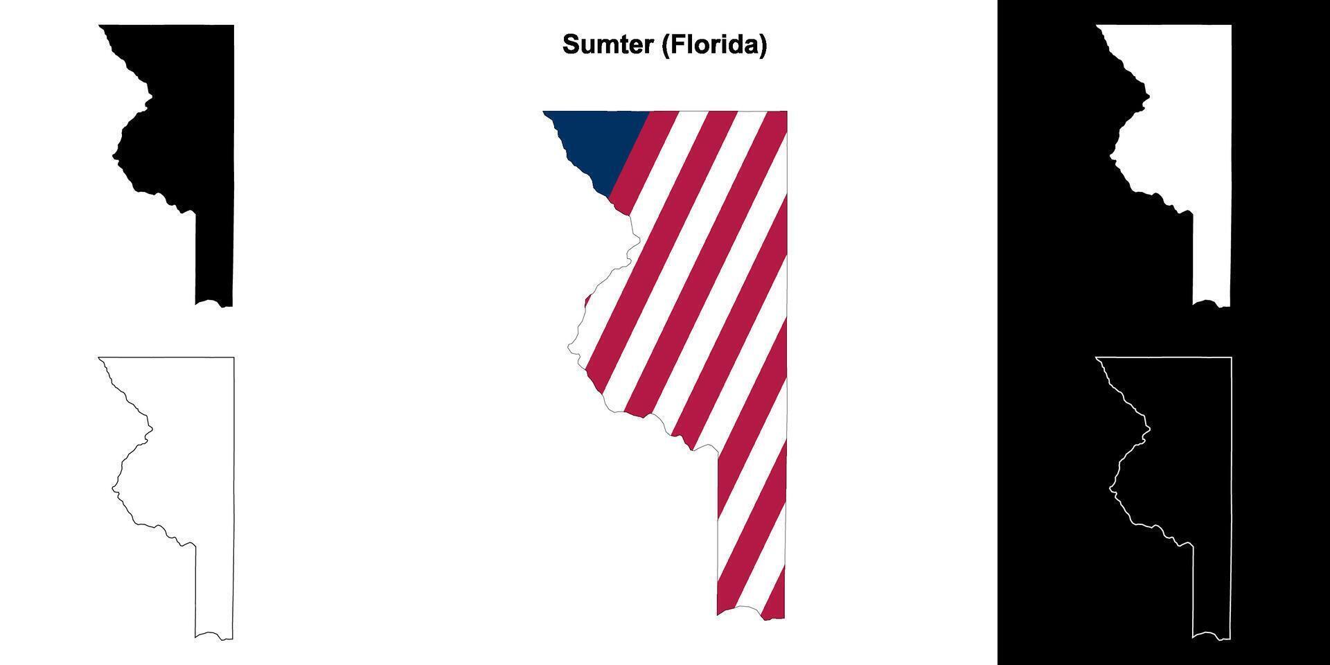 Sommer Bezirk, Florida Gliederung Karte einstellen vektor