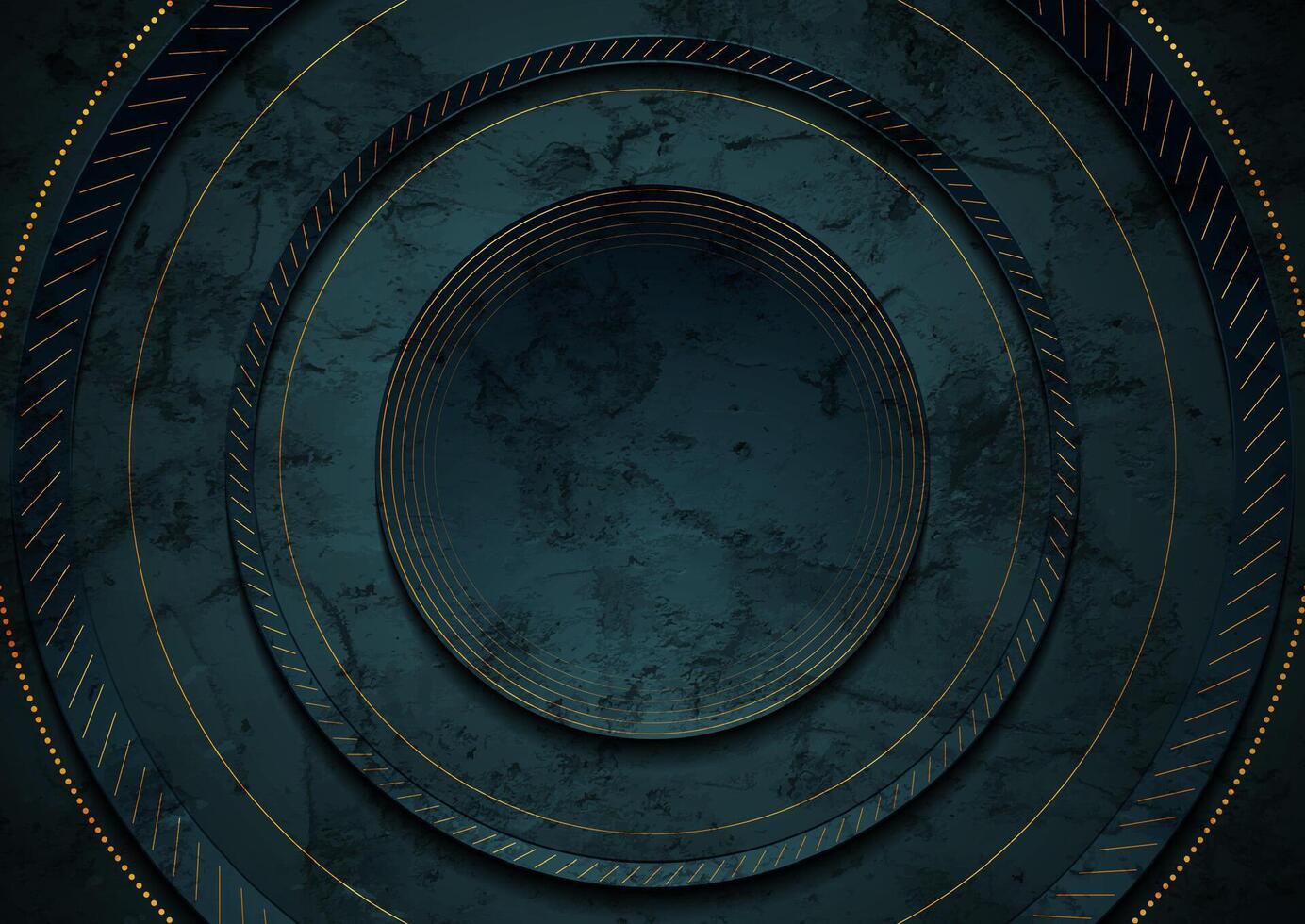 abstrakt Technologie Hintergrund mit dunkel Blau und golden Kreise vektor