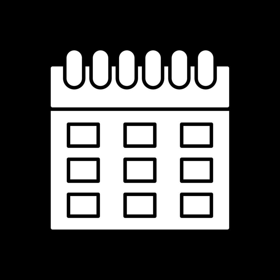 Kalender-Glyphe invertiertes Symbol vektor