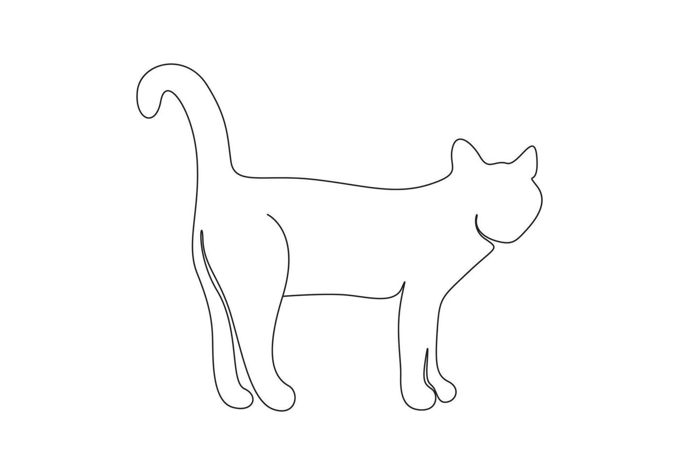kontinuerlig enda linje teckning av söt katt digital illustration vektor