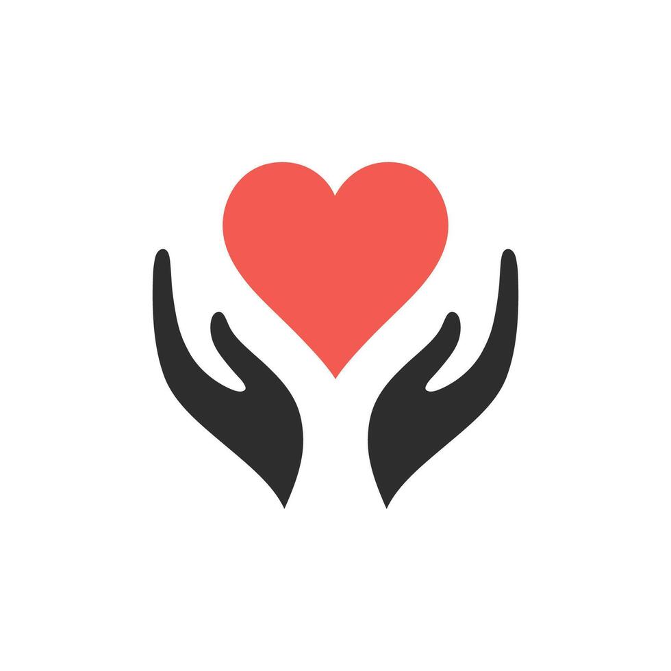 händer innehav hjärta konst ikon. kärlek, vård, delning, välgörenhet, medicinsk symbol. valentines dag logotyp. vektor