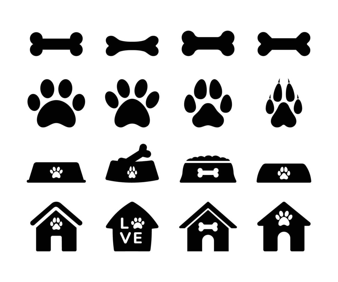 Haustier Geschäft Symbol Satz. Hunde und Hündchen Symbole. vektor