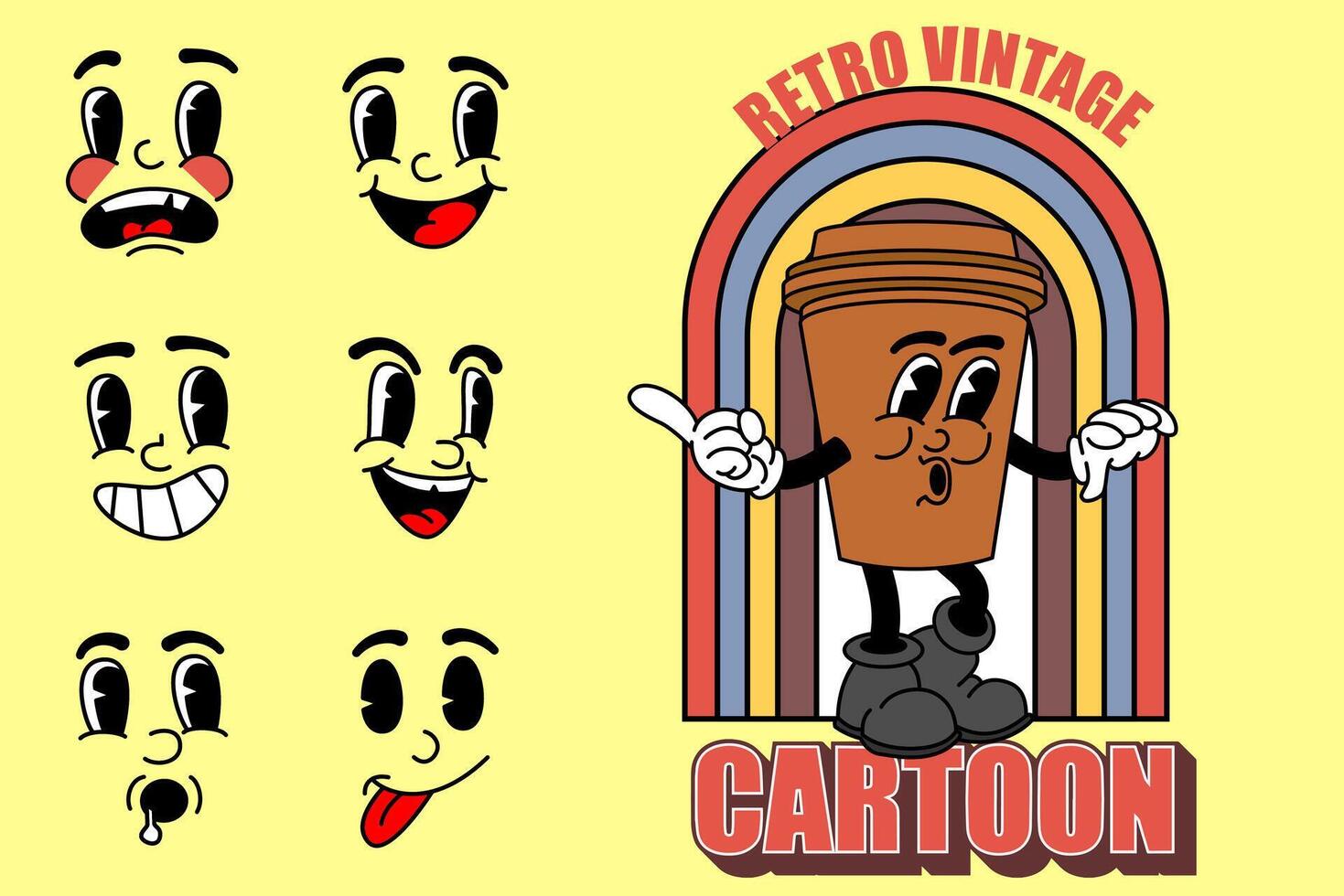 retro Jahrgang Karikatur Maskottchen vektor