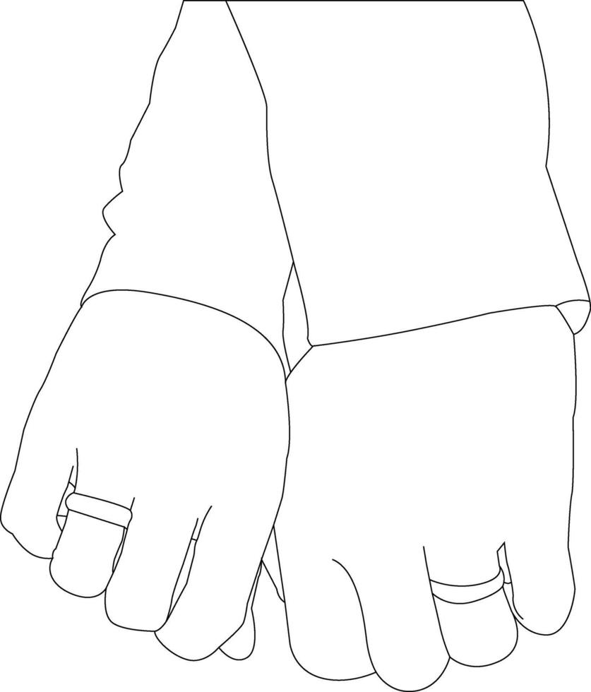 ett linje teckning hand innehav på vit bakgrund vektor