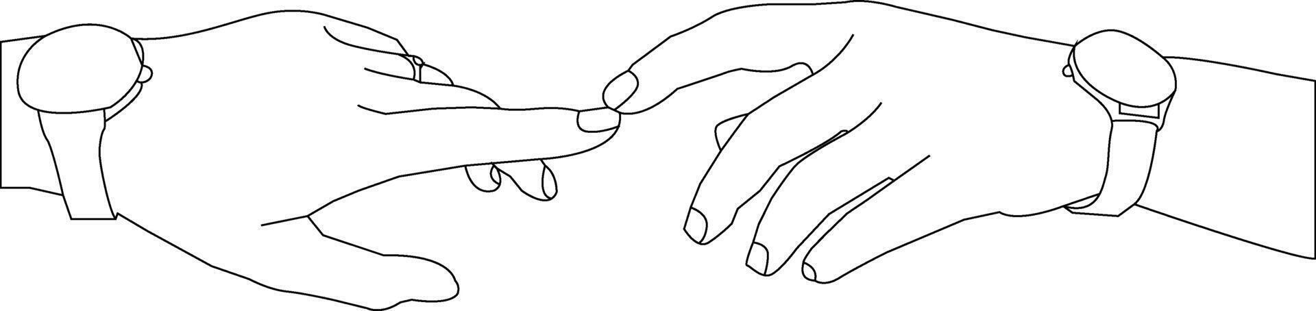 ett linje teckning hand innehav på vit bakgrund vektor