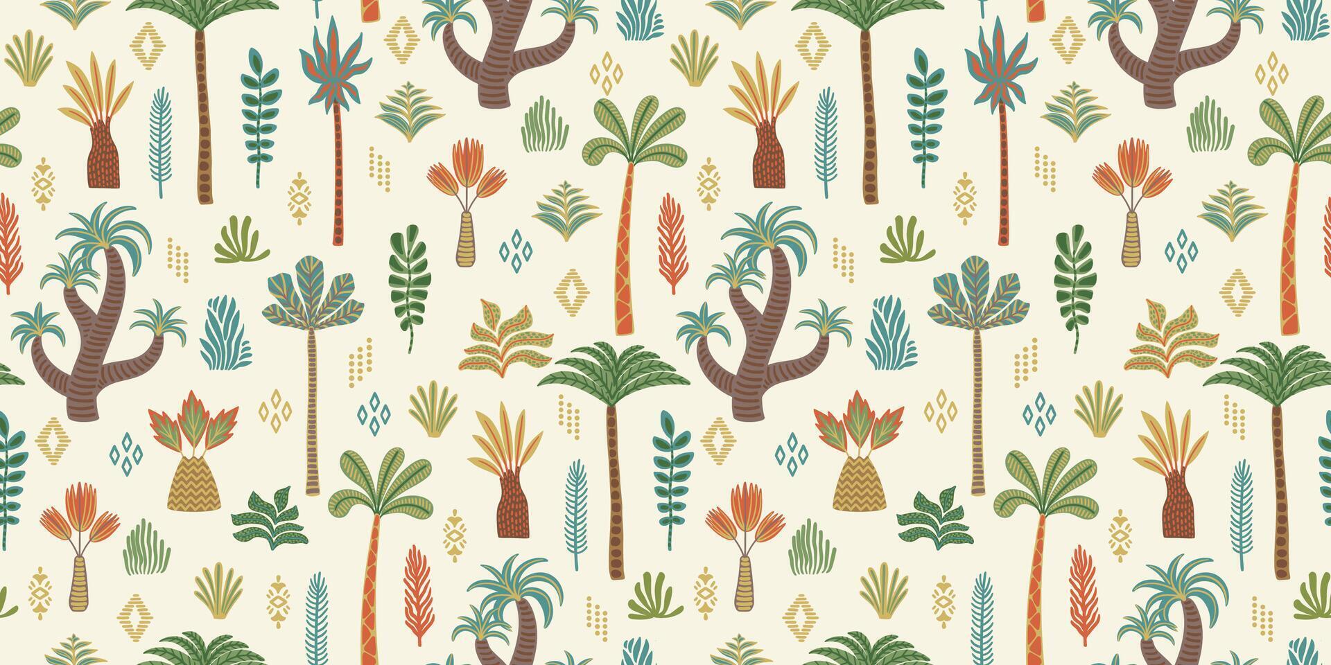 ethnisch tropisch nahtlos Muster mit Palmen. modern abstrakt Design zum Papier, Abdeckung, Stoff, Innere Dekor und andere verwenden vektor