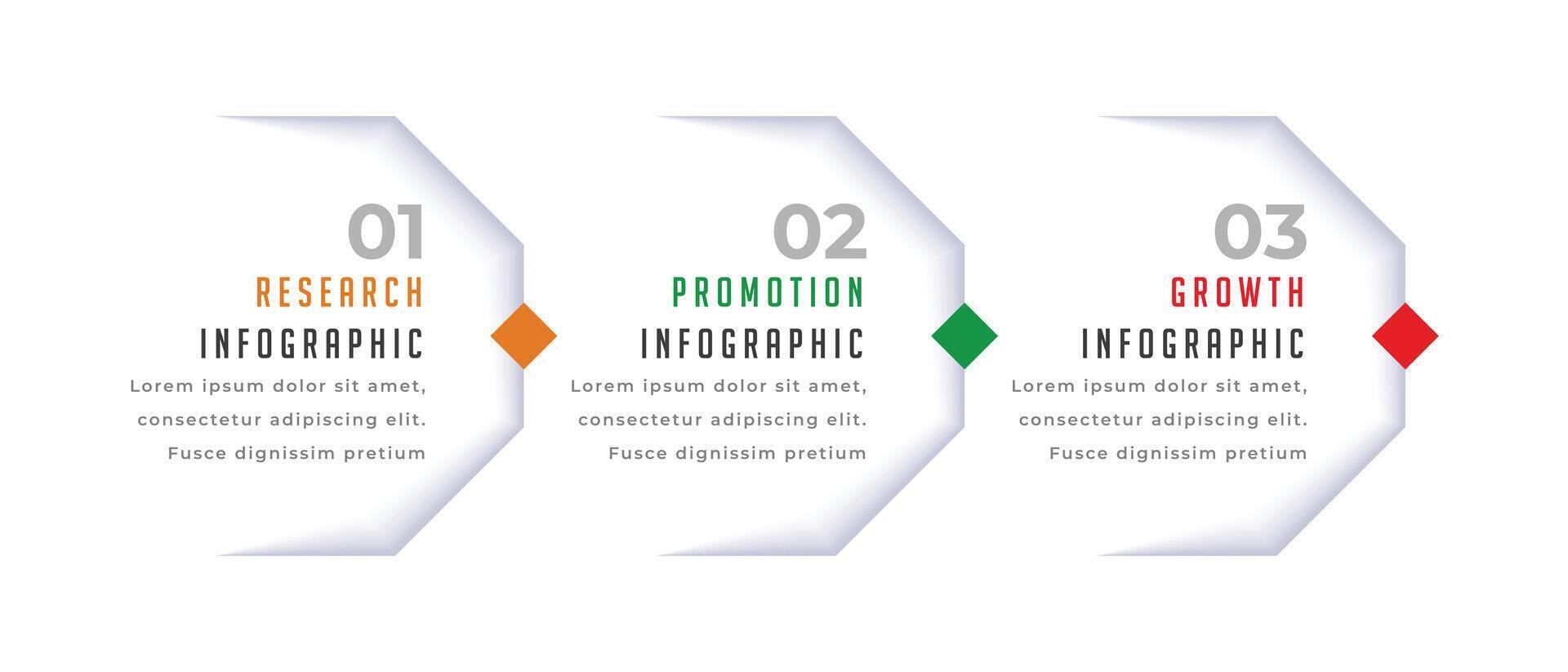 drei Schritt Infografik Element Diagramm Banner im Papierschnitt Stil vektor