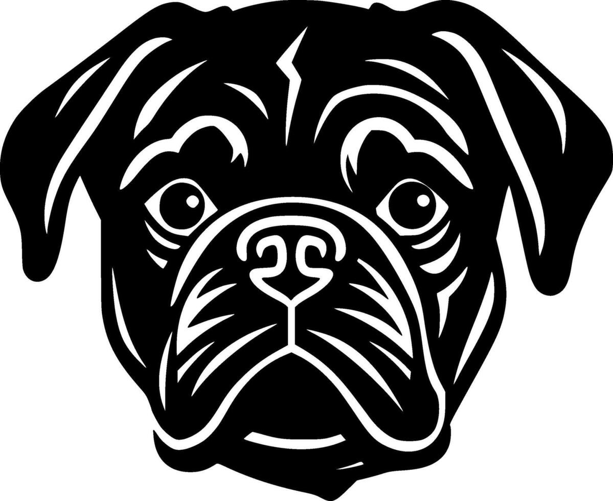 Mops - - schwarz und Weiß isoliert Symbol - - Illustration vektor