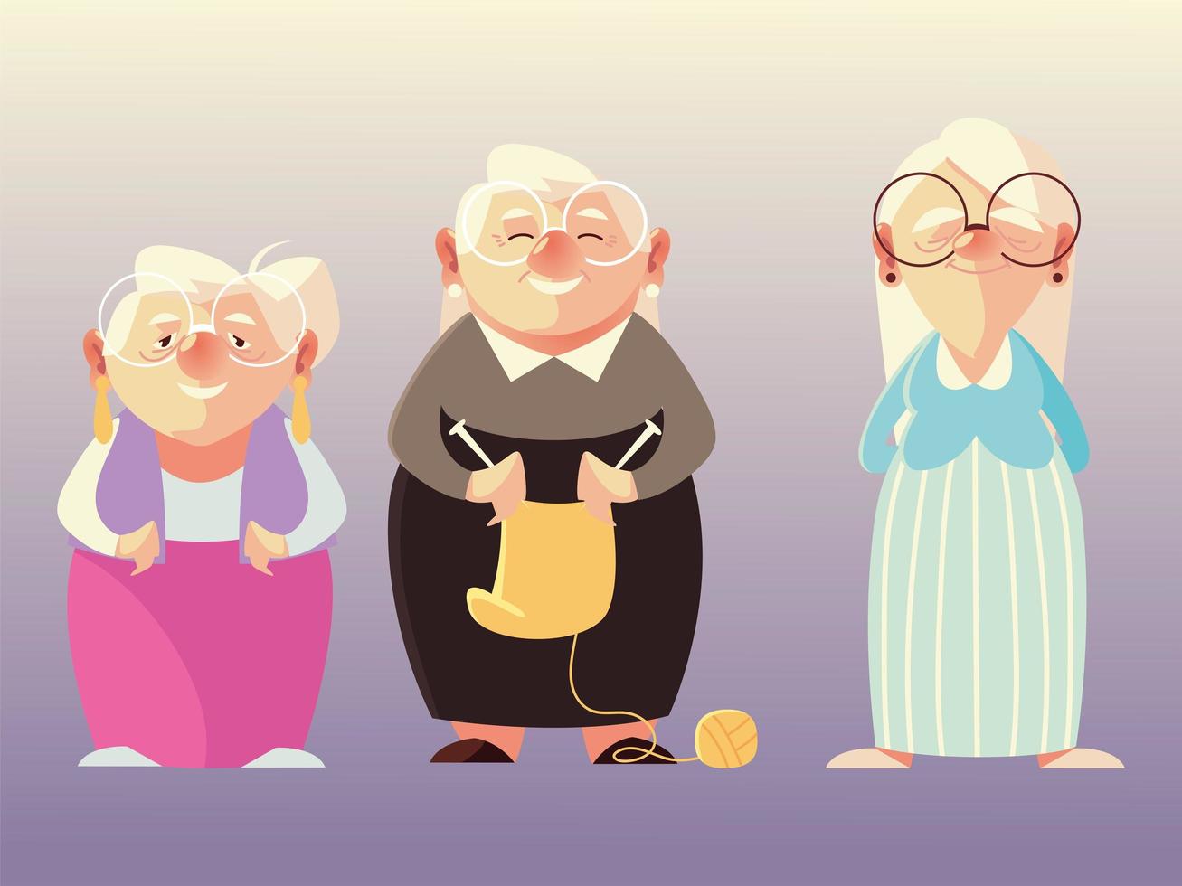 Senioren Frauen Charaktere Cartoon mit Brille vektor
