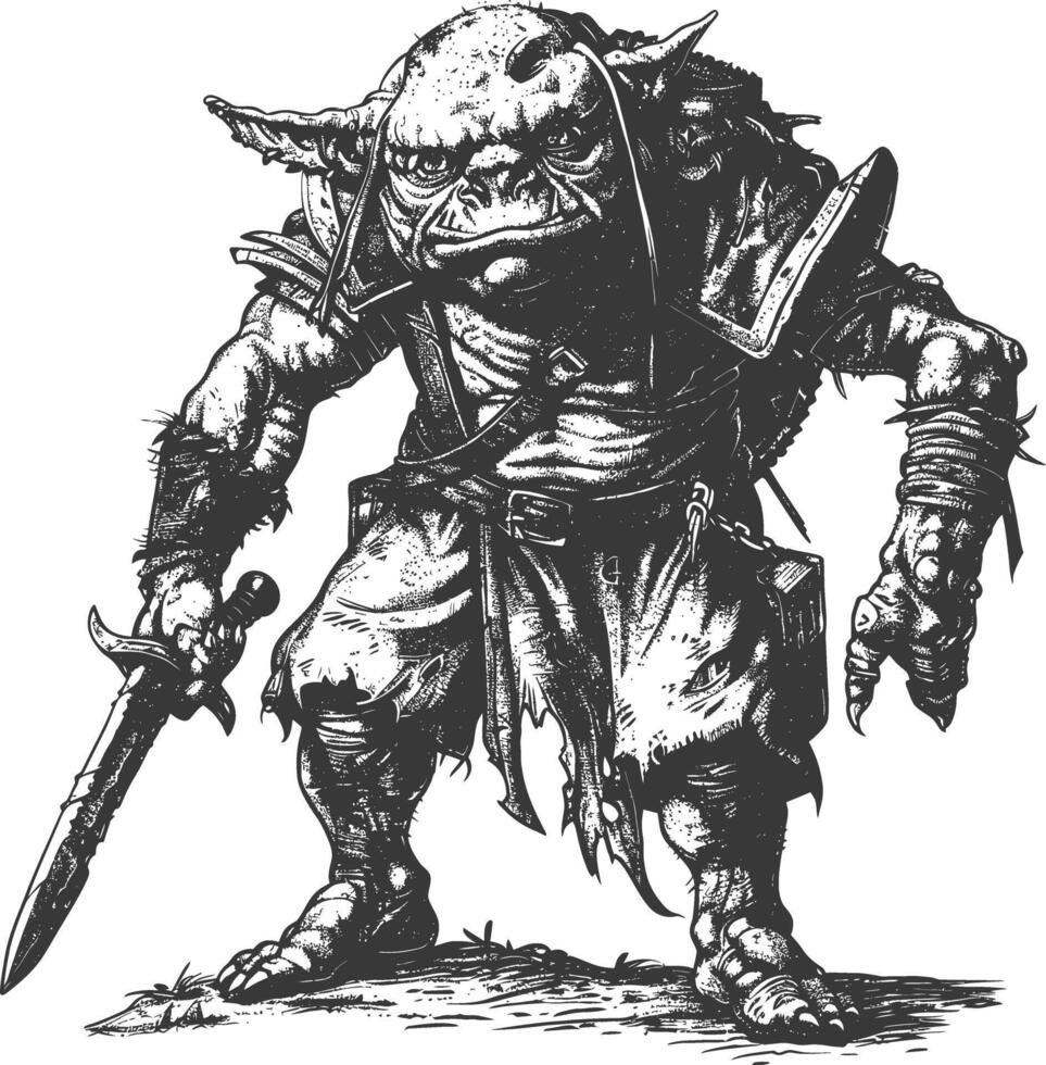 Kobold Krieger Bilder mit alt Gravur Stil vektor