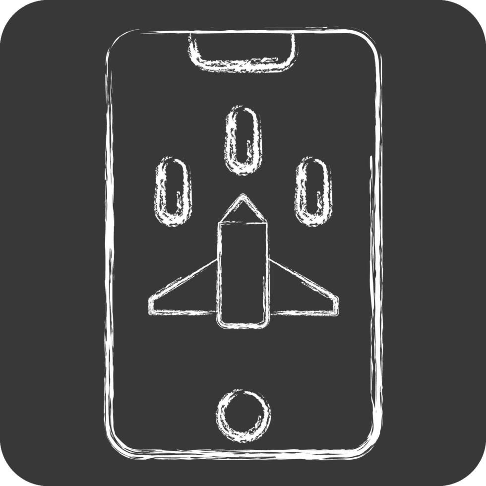 Symbol Handy, Mobiltelefon Spiel. verbunden zu online Spiel Symbol. Kreide Stil. einfach Design Illustration vektor