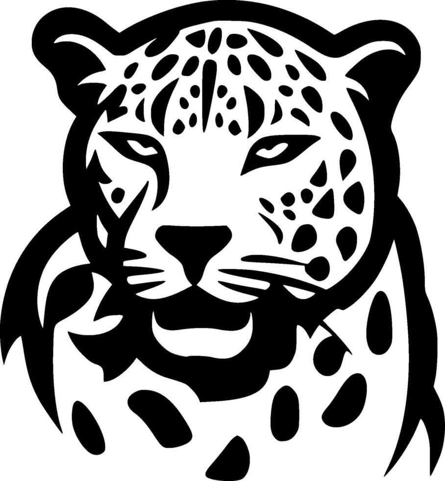 leopard - svart och vit isolerat ikon - illustration vektor