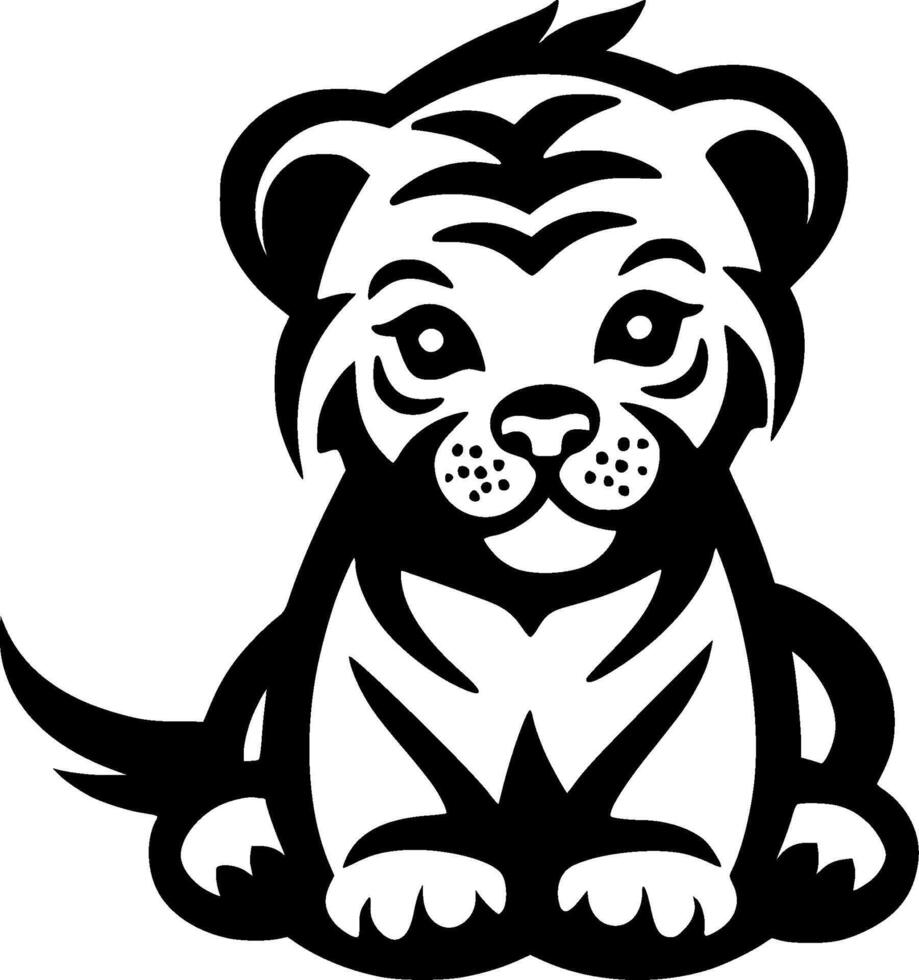 Tiger Baby, schwarz und Weiß Illustration vektor