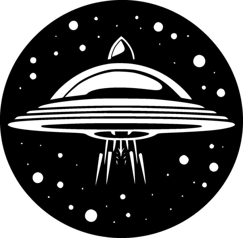 UFO - svart och vit isolerat ikon - illustration vektor