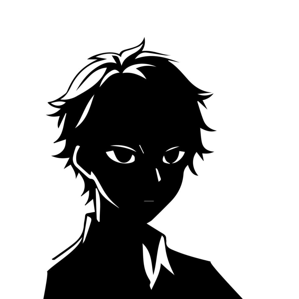 Anime Kopf Silhouette Illustration mit das Objekt von ein cool jung Mann vektor