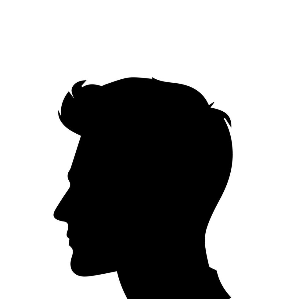 ein glatt Silhouette Profil von ein Mann gegen ein kontrastieren Hintergrund vektor