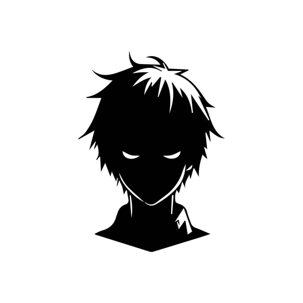 Anime Kopf Silhouette Illustration mit das Objekt von ein cool jung Mann vektor