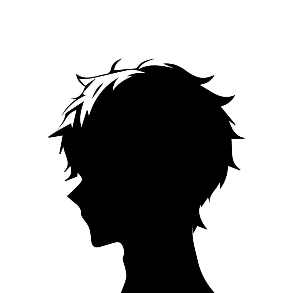 Anime Kopf Silhouette, Mann Anime Stil vektor