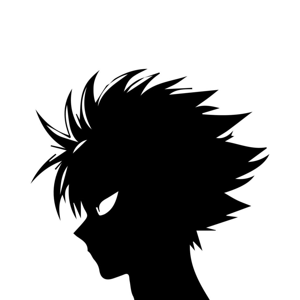 Anime Kopf Silhouette Illustration mit das Objekt von ein cool jung Mann vektor